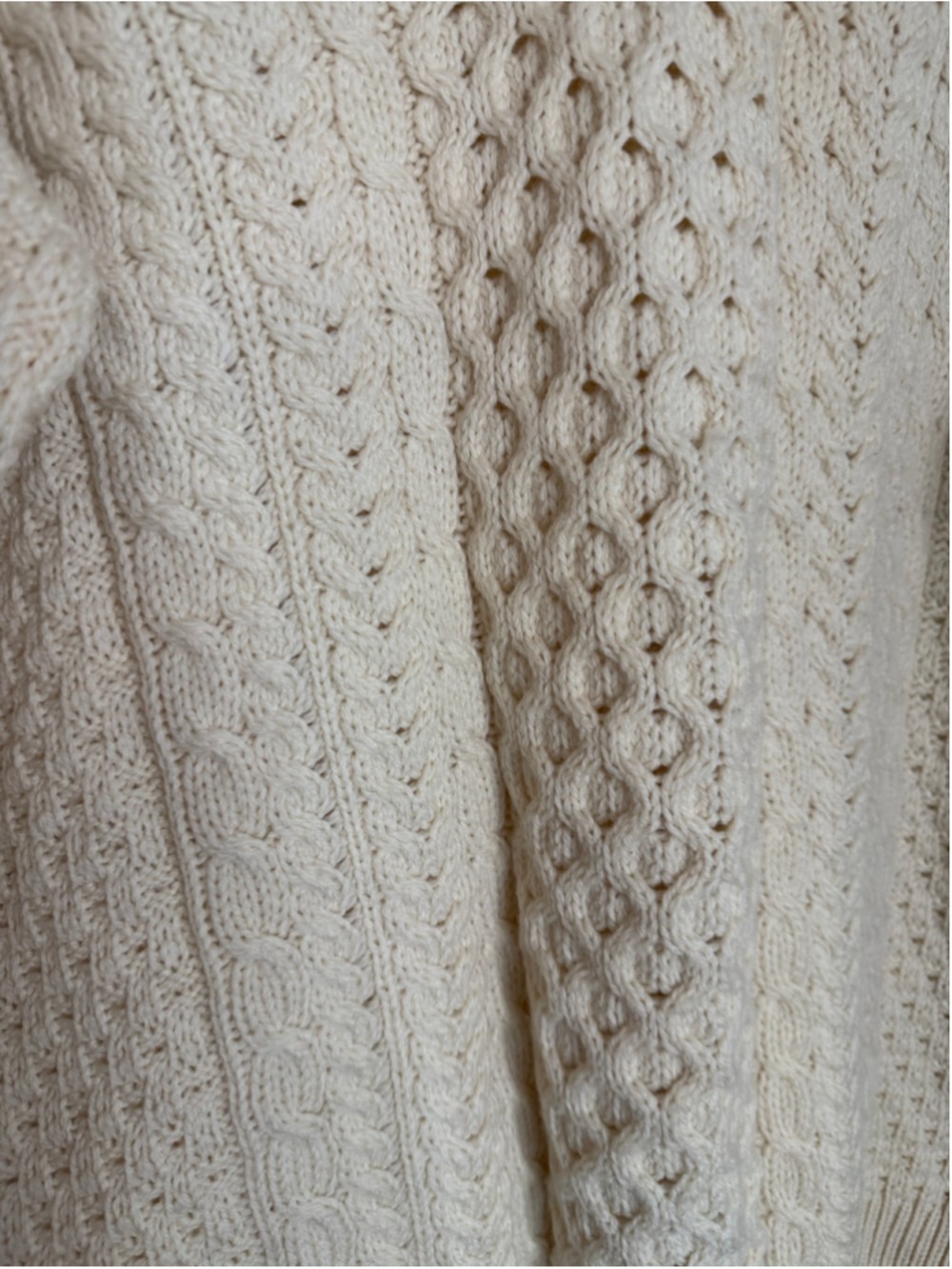 Aran Woollen Mills Irish Merino Wool Fisherman Cable Sweater Cream Med - Picture 4 of 8